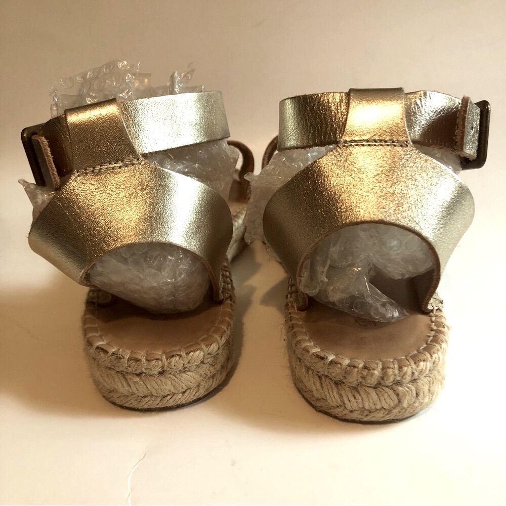Sz 11 Soludos Cadiz Gold Metallic Platinum Strap Sandals - Picture 9 of 16